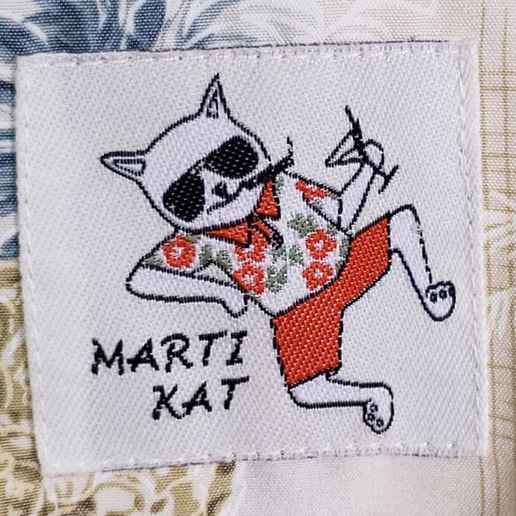 Marti Kat Men's 2XL Palm Trees and Pineapples Print Hawaiian Shirt, Cream Modal - Picture 6 of 7